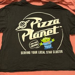 Black white and green (Pizza planet) crop top